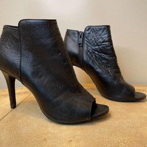 Joie Black Leather Peep Toe Booties, Size 9 1/2